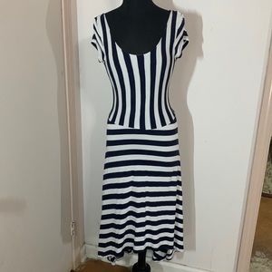 GAP Ballet Back High/ Low Dress Navy/ White Stripe Size M